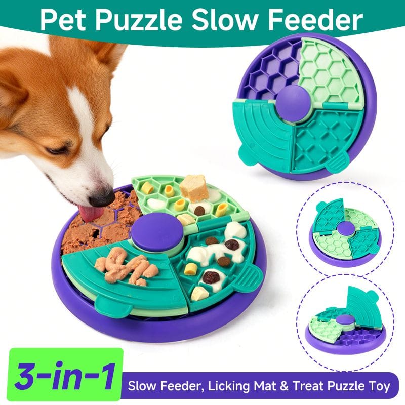 Spud Jax Petshop 3-in-1 Pet Puzzle Slow Feeder Bowl with Multi-Level Rotating Disk - Purple-green 3-in-1 Pet Puzzle Slow Feeder Bowl with Multi-Level Rotating Disk - Purple-green Pet Care > Dog Supplies > Dog Bowls, Feeders & Waterers