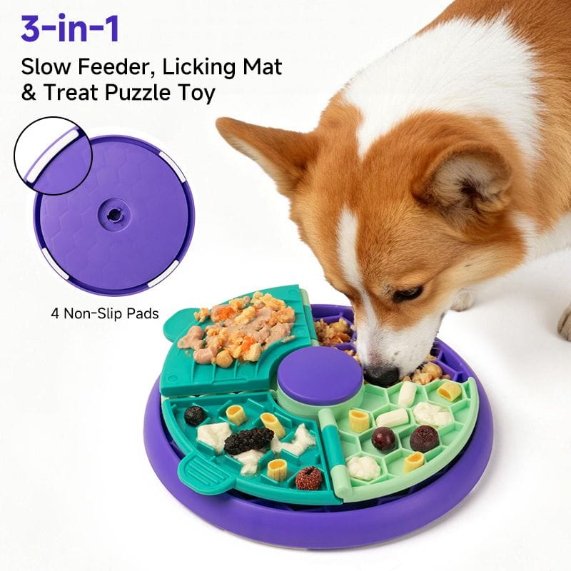 Spud Jax Petshop 3-in-1 Pet Puzzle Slow Feeder Bowl with Multi-Level Rotating Disk - Purple-green 3-in-1 Pet Puzzle Slow Feeder Bowl with Multi-Level Rotating Disk - Purple-green Pet Care > Dog Supplies > Dog Bowls, Feeders & Waterers