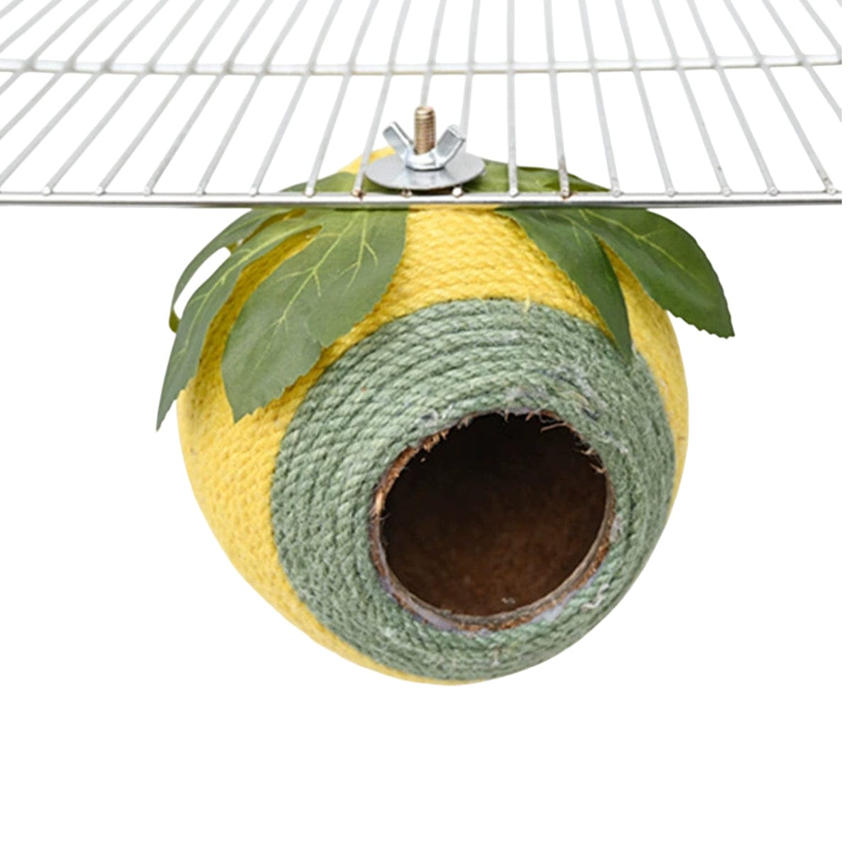 Spud Jax Petshop Bird Nest Parrot Nest Coconut Shell Braided Twine Colourful Cage Hanging Bed - White-Brown-Screw Model Bird Nest Parrot Nest Coconut Shell Braided Twine Colourful Cage Hanging Bed - White-Brown-Screw Model Pet Care > Bird > Bird Cage Accessories