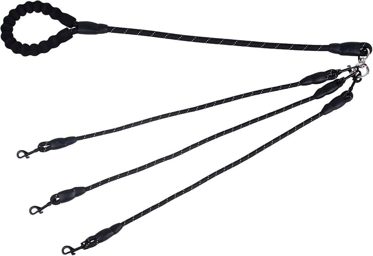 Spud Jax Petshop Black 3-in-1 No-Tangle Dog Leash for 1-3 Small Large Dogs – Heavy Duty 360° Swivel Bungee Coupler with Reflective Nylon Braid &amp; Padded Handle Black 3-in-1 No-Tangle Dog Leash for 1-3 Small Large Dogs – Heavy Duty 360° Swivel Bungee Coupler with Reflective Nylon Braid &amp; Padded Handle Pet Care > Dog Supplies > Dog Collars, Leads &amp; Harnesses