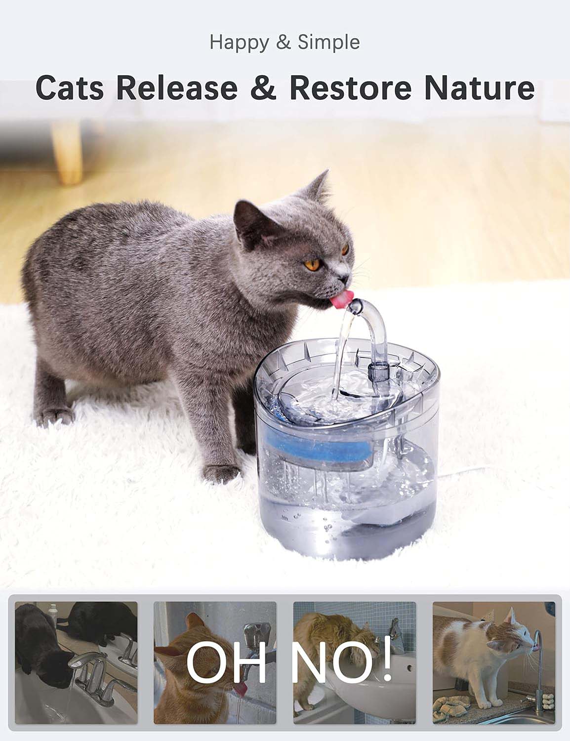 Spud Jax Petshop Cat Dog Water Fountain Pet Water Dispenser 1.8L Automatic Drinking Fountain for Cats Kitty Indoor Pet Care > Cat Supplies