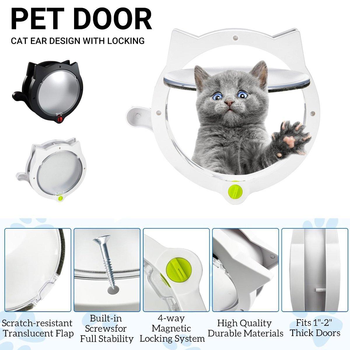Spud Jax Petshop Cat Ear Pet Door for Cats and Dogs Easy In and Out Access Durable Pet Supplies - White Cat Ear Pet Door for Cats and Dogs Easy In and Out Access Durable Pet Supplies - White Pet Care > Dog Supplies > Cat & Dog Flaps
