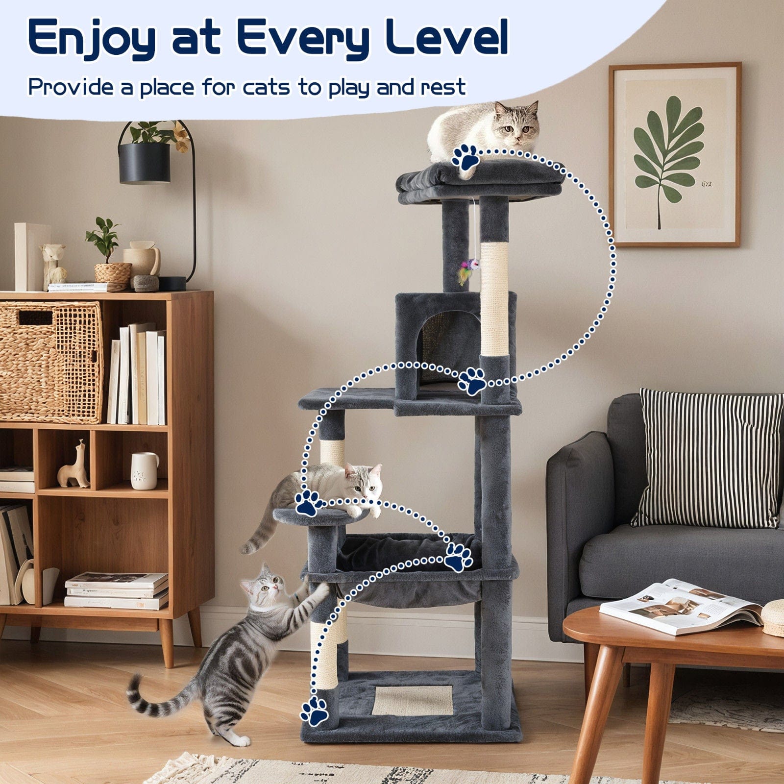 Spud Jax Petshop Cat Tower Tree Condo Scratching Post Dark Grey 142cm Cat Tower Tree Condo Scratching Post Dark Grey 142cm Pet Care > Cat Supplies > Cat Scratching Posts