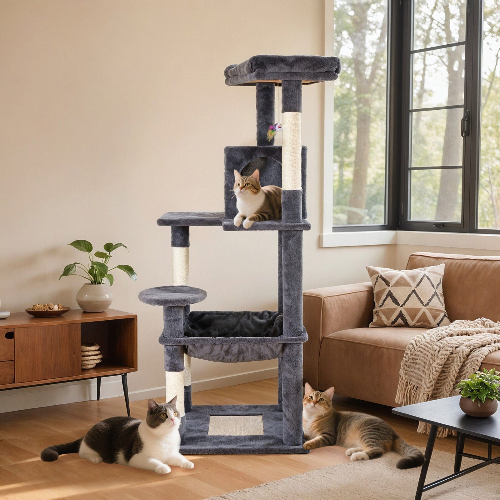 Spud Jax Petshop Cat Tower Tree Condo Scratching Post Dark Grey 142cm Cat Tower Tree Condo Scratching Post Dark Grey 142cm Pet Care > Cat Supplies > Cat Scratching Posts
