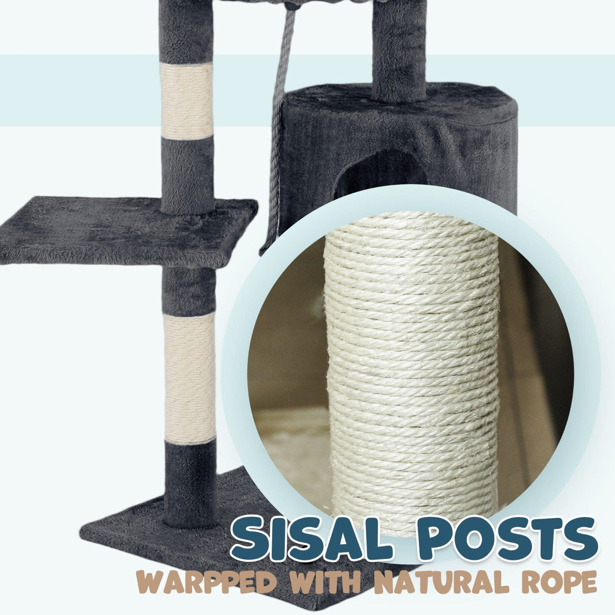 Spud Jax Petshop Cat Tower Tree Condo Scratching Post Dark Grey 142cm Cat Tower Tree Condo Scratching Post Dark Grey 142cm Pet Care > Cat Supplies > Cat Scratching Posts