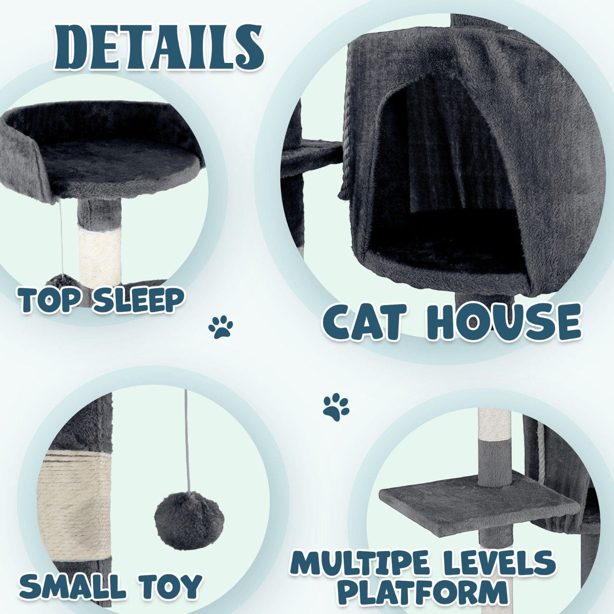 Spud Jax Petshop Cat Tower Tree Condo Scratching Post Dark Grey 142cm Cat Tower Tree Condo Scratching Post Dark Grey 142cm Pet Care > Cat Supplies > Cat Scratching Posts