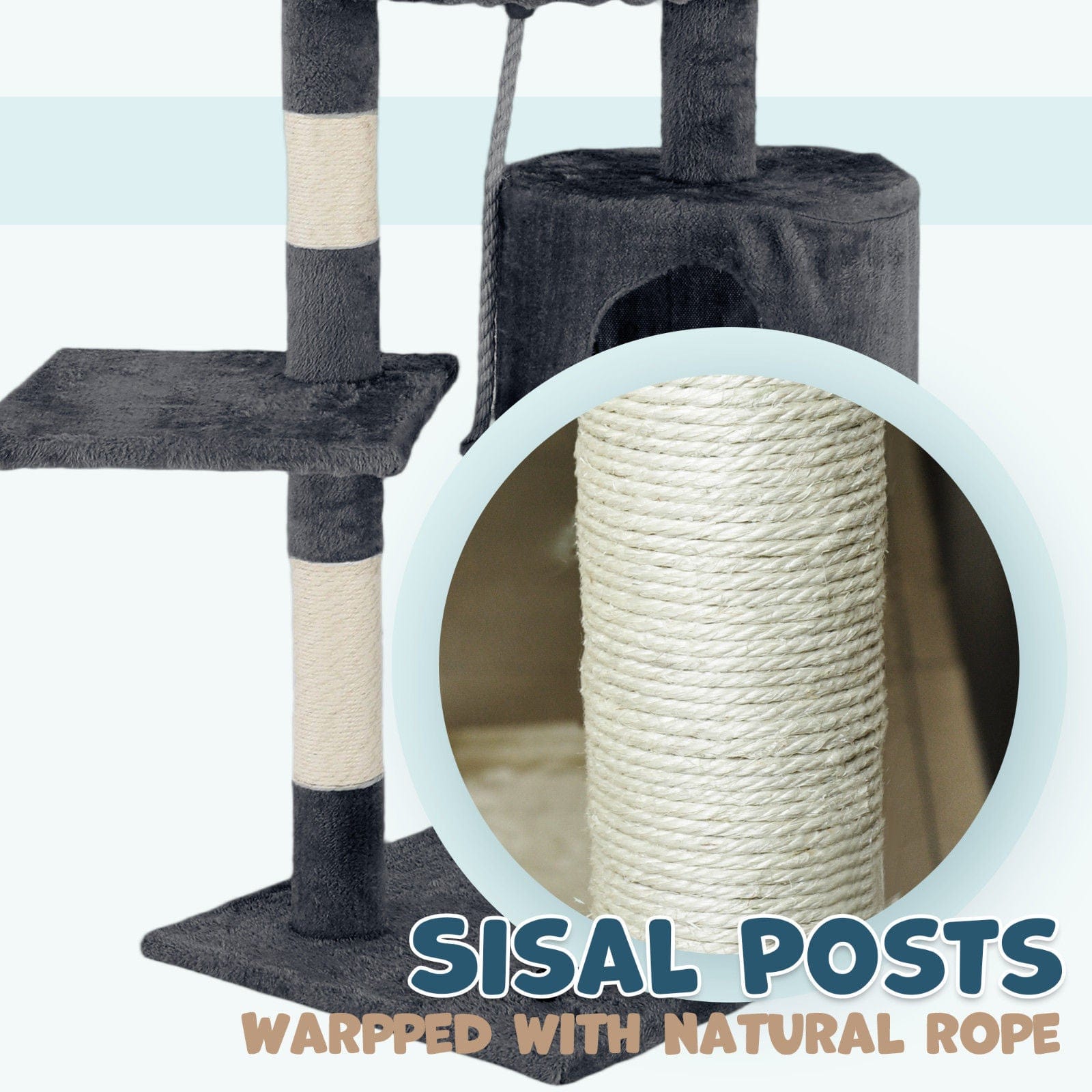 Spud Jax Petshop Cat Tower Tree Scratching Post Dark Grey Condo 112cm Cat Tower Tree Scratching Post Dark Grey Condo 112cm Pet Care > Cat Supplies > Cat Scratching Posts