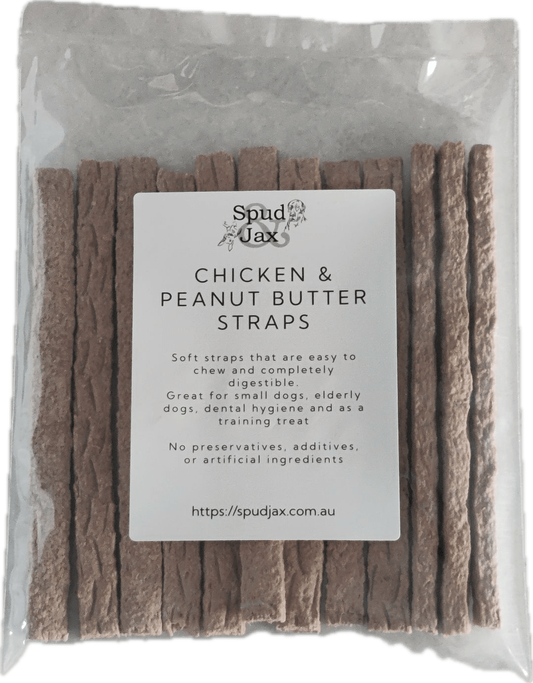 Spud Jax Petshop Chicken and Peanut Butter Straps dog treats