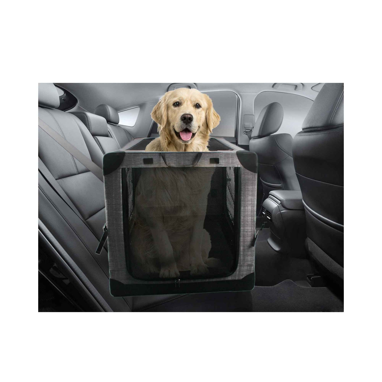 Spud Jax Petshop Collapsible Pet Travel Crate - X-Large Dog Cat Soft Foldable Portable Car Carrier Collapsible Pet Travel Crate - X-Large Dog Cat Soft Foldable Portable Car Carrier Pet Care