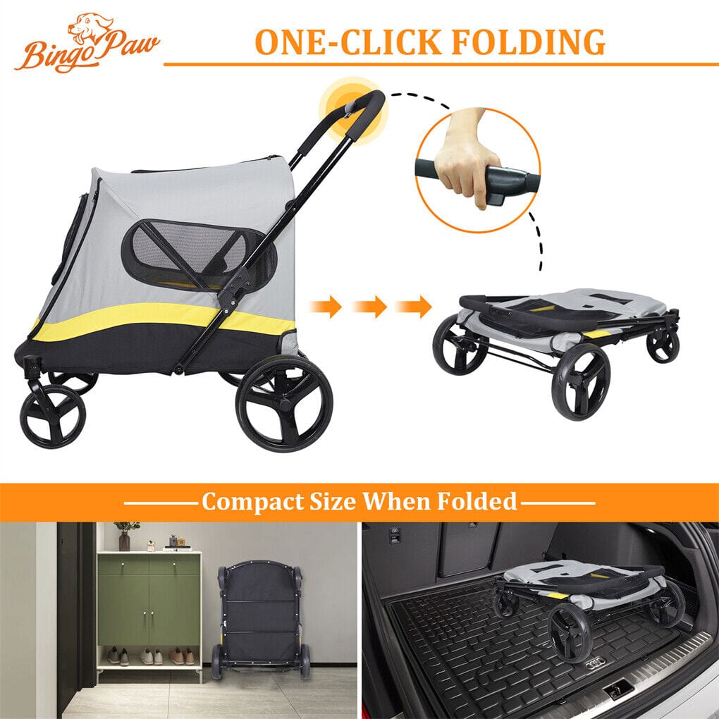 Spud Jax Petshop Dog Stroller w/ Rain Cover Foldable Pet Cart Dog Stroller w/ Rain Cover Foldable Pet Cart Pet Care > Cat Supplies > Cat Carriers & Crates