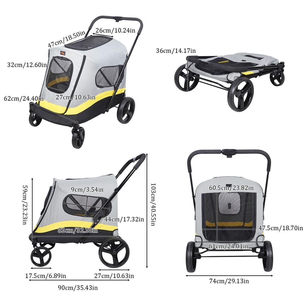 Spud Jax Petshop Dog Stroller w/ Rain Cover Foldable Pet Cart Dog Stroller w/ Rain Cover Foldable Pet Cart Pet Care > Cat Supplies > Cat Carriers & Crates
