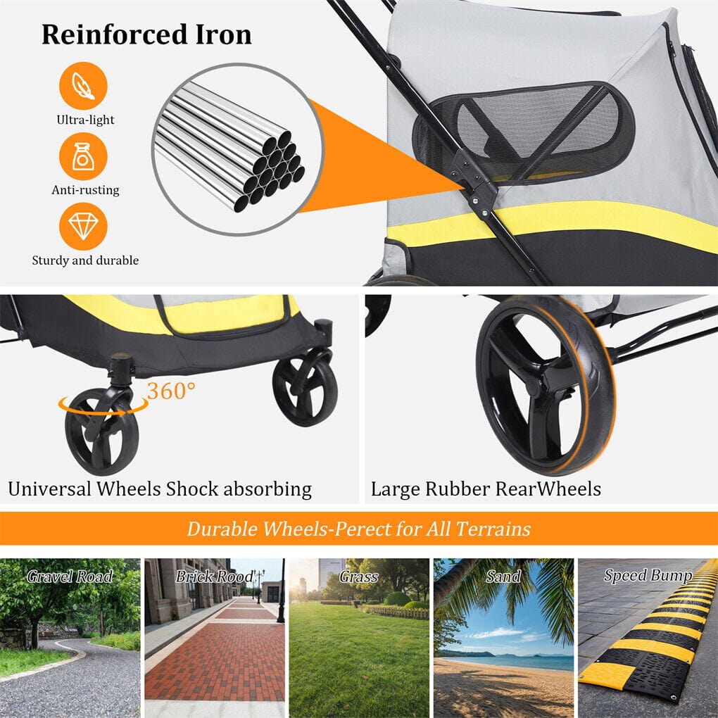 Spud Jax Petshop Dog Stroller w/ Rain Cover Foldable Pet Cart Dog Stroller w/ Rain Cover Foldable Pet Cart Pet Care > Cat Supplies > Cat Carriers & Crates