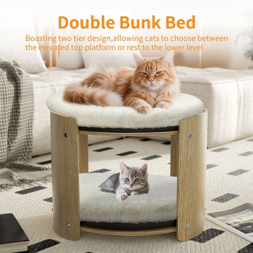Spud Jax Petshop Elevated Double Cat Bed 2-Tier Wooden Plush Kitten Lounge Elevated Double Cat Bed 2-Tier Wooden Plush Kitten Lounge Furniture > Sofas > Sofas & Sofa Beds