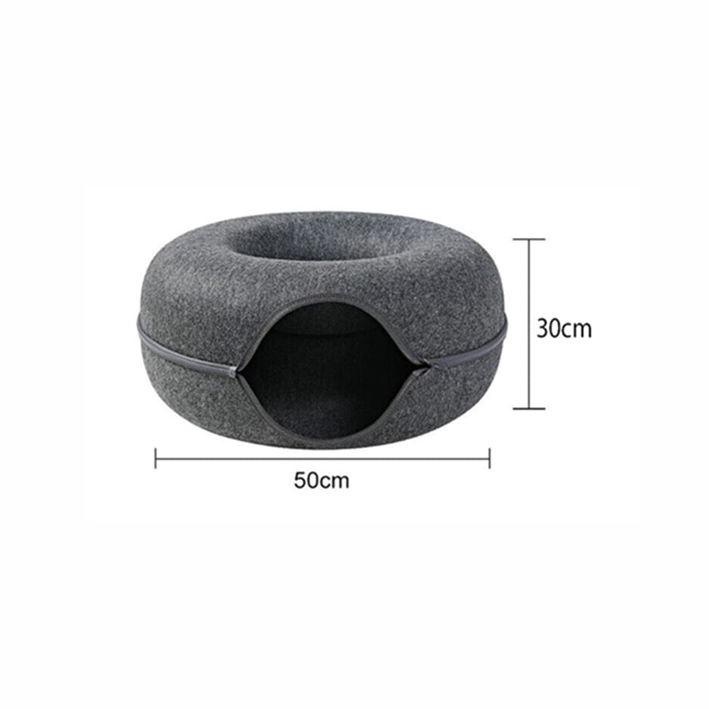 Spud Jax Petshop Felt Cat Tunnel Bed Donut Cave Nest for Kittens and Small Pets 50x30cm - Dark Grey Felt Cat Tunnel Bed Donut Cave Nest for Kittens and Small Pets 50x30cm - Dark Grey Pet Care > Cat Supplies > Cat Furniture