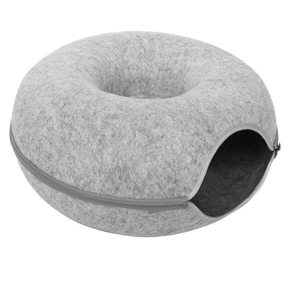 Spud Jax Petshop Felt Cat Tunnel Bed Donut Cave Nest for Kittens and Small Pets 50x30cm - Light Grey Felt Cat Tunnel Bed Donut Cave Nest for Kittens and Small Pets 50x30cm - Light Grey Pet Care > Cat Supplies > Cat Furniture