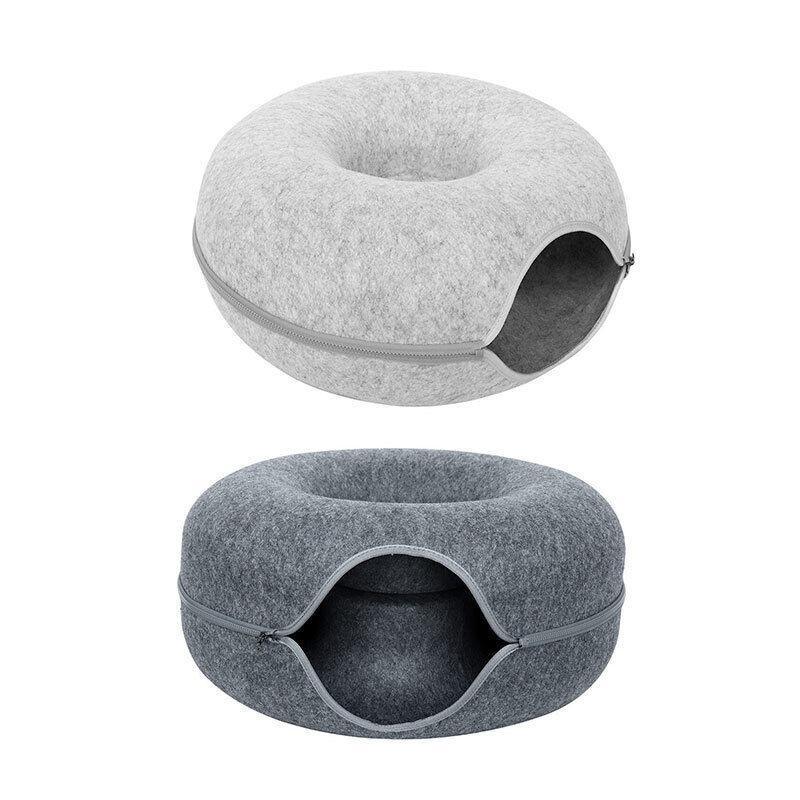 Spud Jax Petshop Felt Cat Tunnel Bed Donut Cave Nest for Kittens and Small Pets 50x30cm - Light Grey Felt Cat Tunnel Bed Donut Cave Nest for Kittens and Small Pets 50x30cm - Light Grey Pet Care > Cat Supplies > Cat Furniture