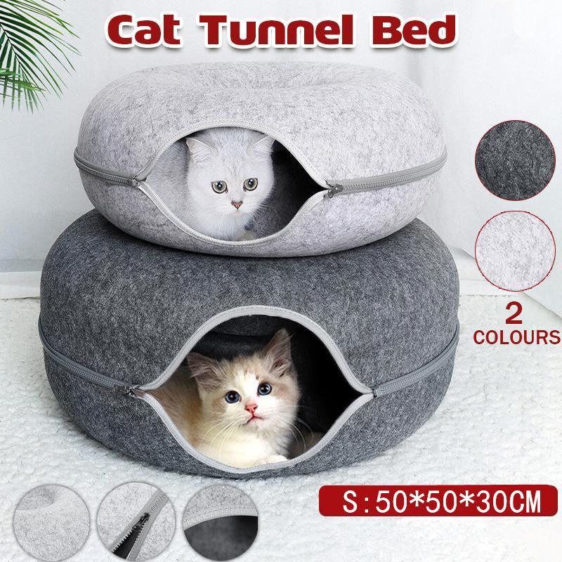 Spud Jax Petshop Felt Cat Tunnel Bed Donut Cave Nest for Kittens and Small Pets 50x30cm - Light Grey Felt Cat Tunnel Bed Donut Cave Nest for Kittens and Small Pets 50x30cm - Light Grey Pet Care > Cat Supplies > Cat Furniture