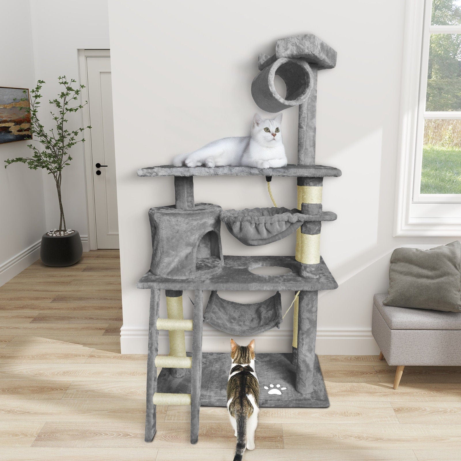 Spud Jax Petshop Grey Cat Tree Tower Condo Scratching Post Bed Stand 1.4M Grey Cat Tree Tower Condo Scratching Post Bed Stand 1.4M Pet Care > Cat Supplies > Cat Scratching Posts