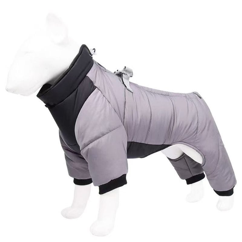 Spud Jax Petshop Grey S size Winter Dog Jumpsuit Coat – Waterproof Four-Leg Pet Jacket with Reflective Harness Clip, Windproof Warm Padded Puppy Snowsuit, Adjustable Polyester Dog Clothing for Small to Medium Dogs Grey S size Winter Dog Jumpsuit Coat – Waterproof Four-Leg Pet Jacket with Reflective Harness Clip, Windproof Warm Padded Puppy Snowsuit, Adjustable Polyester Dog Clothing for Small to Medium Dogs Pet Care > Dog Supplies > Dog Apparel