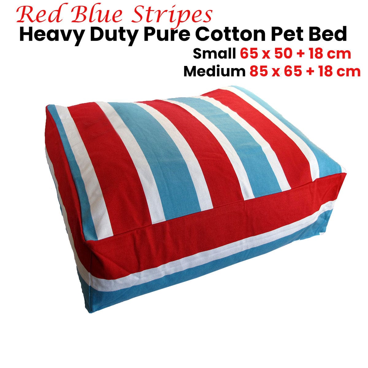 Spud Jax Petshop Heavy Duty Pure Cotton Pet Dog Bed Cover Medium Blue Red Stripes Auto Accessories > Auto Accessories Others > Automotive Repair & Speciality Tools
