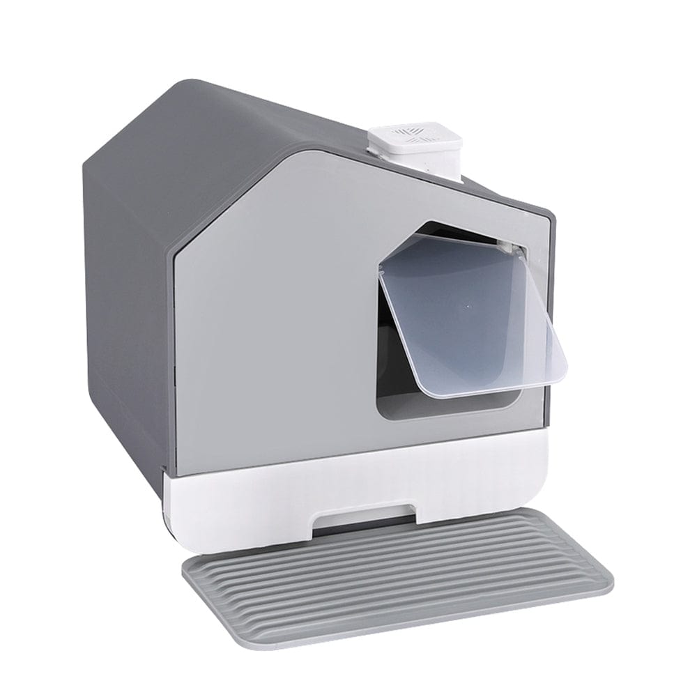 Spud Jax Petshop i.Pet Cat Litter Box Large Tray Kitty Toilet Fully Enclosed House Hooded Scoop Mat Grey Pet Care > Cat Supplies > Cat Litter