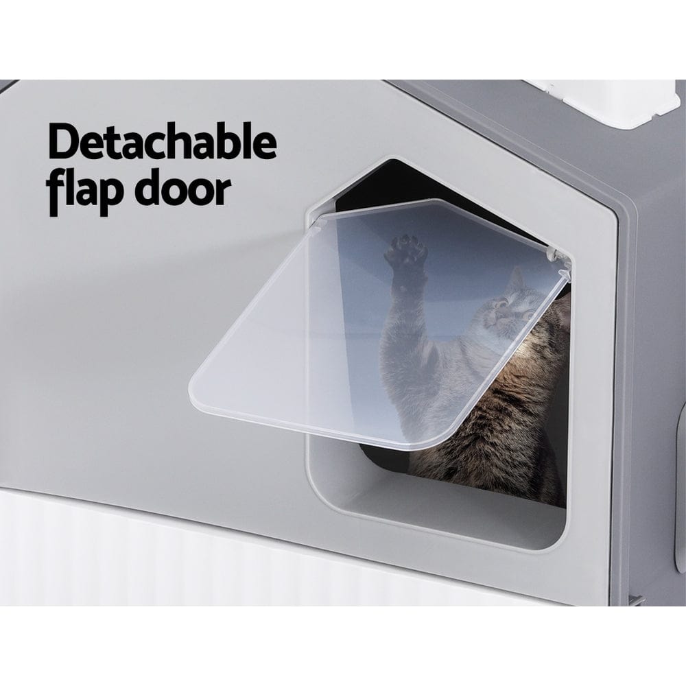 Spud Jax Petshop i.Pet Cat Litter Box Large Tray Kitty Toilet Fully Enclosed House Hooded Scoop Mat Grey Pet Care > Cat Supplies > Cat Litter