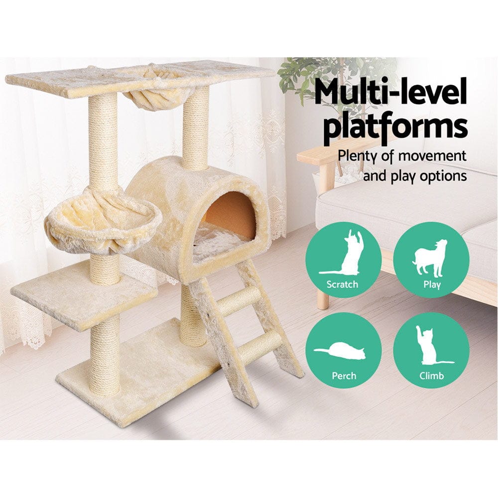 Spud Jax Petshop i.Pet Cat Tree Trees Scratching Post Scratcher Condo Tower House Bed Beige 100cm Pet Care