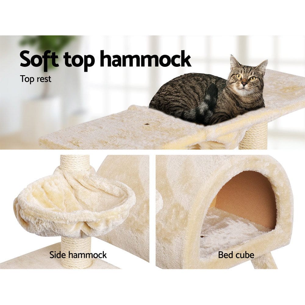 Spud Jax Petshop i.Pet Cat Tree Trees Scratching Post Scratcher Condo Tower House Bed Beige 100cm Pet Care