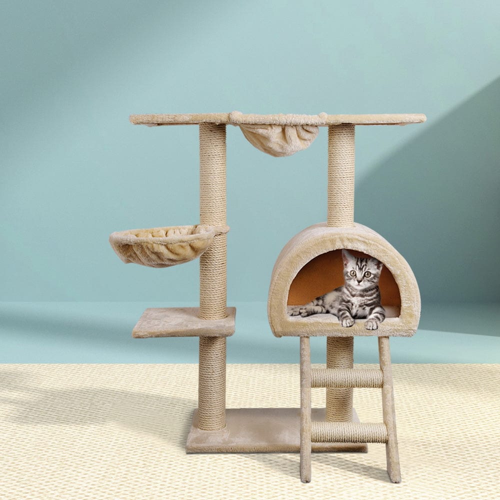 Spud Jax Petshop i.Pet Cat Tree Trees Scratching Post Scratcher Condo Tower House Bed Beige 100cm Pet Care