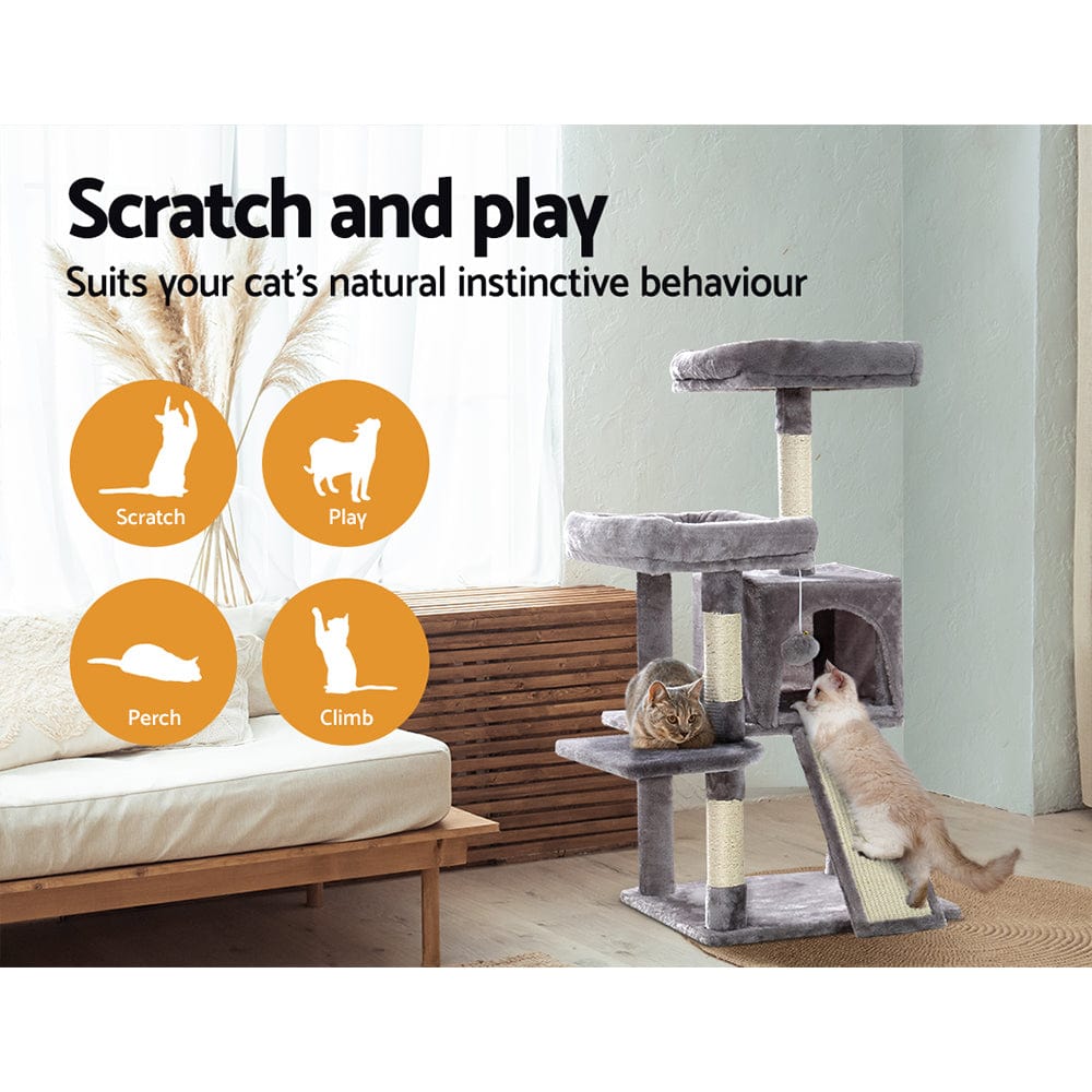 Spud Jax Petshop i.Pet Cat Tree 103cm Tower Scratching Post Scratcher Wood Condo House Trees Grey Pet Care > Cat Supplies > Cat Scratching Posts