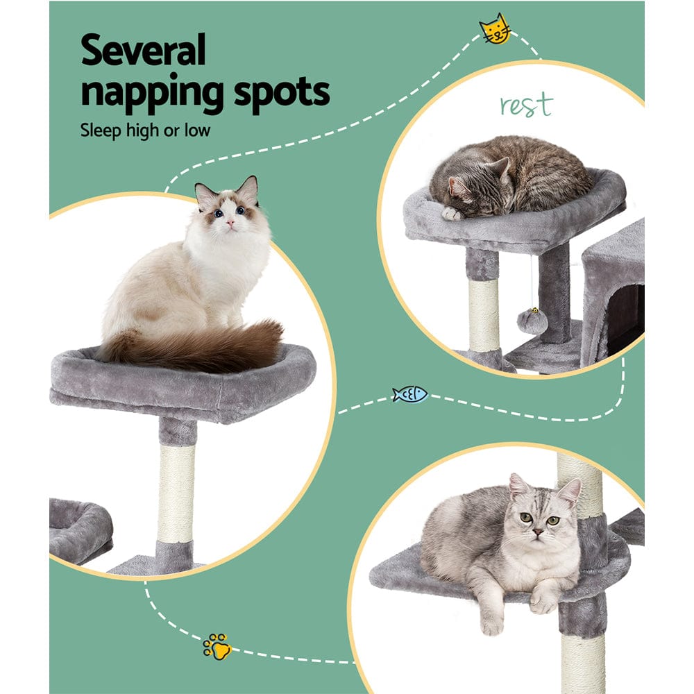Spud Jax Petshop i.Pet Cat Tree 103cm Tower Scratching Post Scratcher Wood Condo House Trees Grey Pet Care > Cat Supplies > Cat Scratching Posts