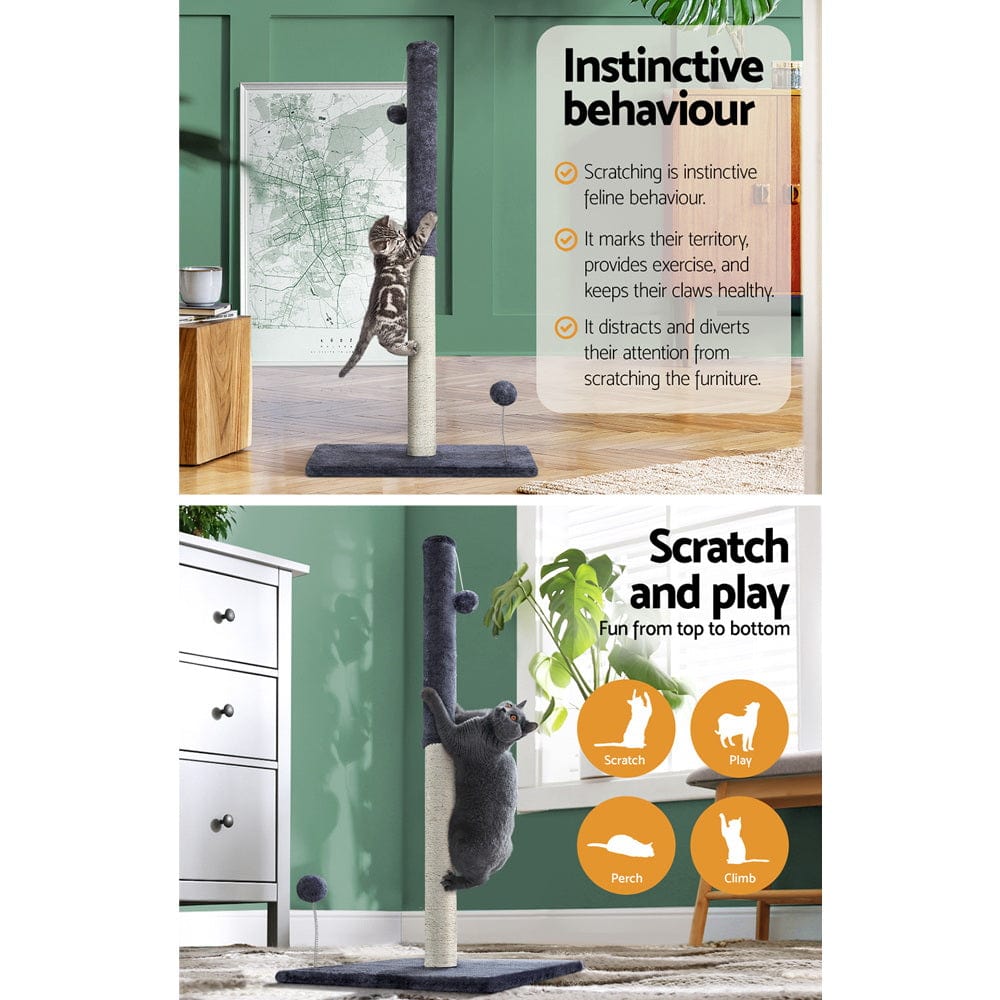 Spud Jax Petshop i.Pet Cat Tree 105cm Scratching Post Scratcher Tower Condo House Hanging toys Grey Pet Care > Cat Supplies