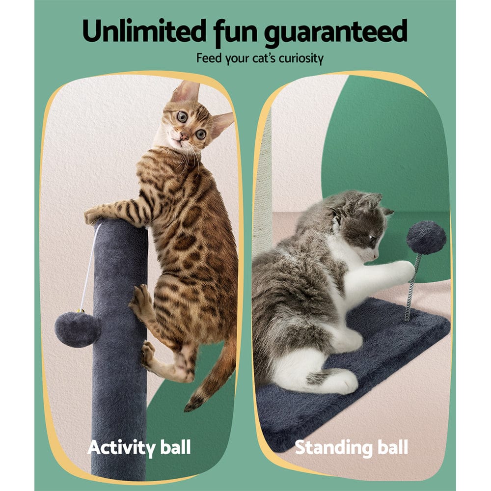Spud Jax Petshop i.Pet Cat Tree 105cm Scratching Post Scratcher Tower Condo House Hanging toys Grey Pet Care > Cat Supplies