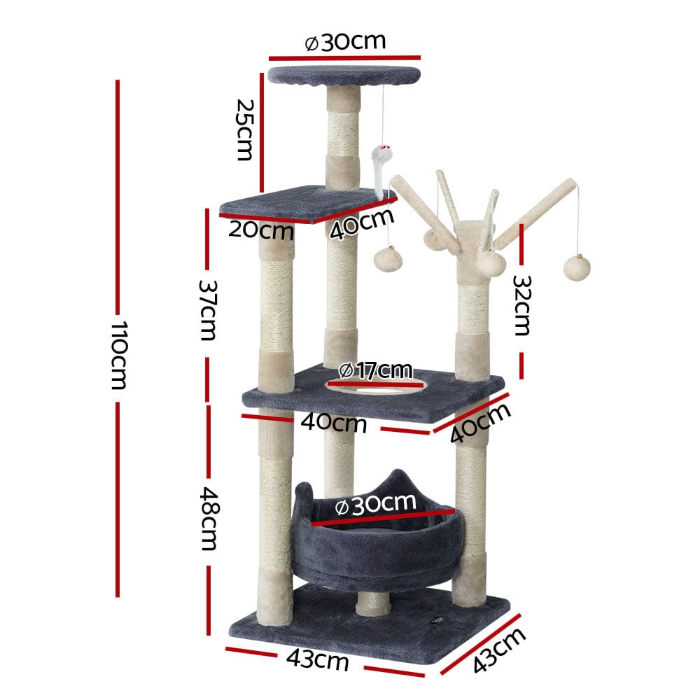 Spud Jax Petshop i.Pet Cat Tree 110cm Tower Scratching Post Scratcher Wood Condo House Bed Toys Pet Care > Cat Supplies