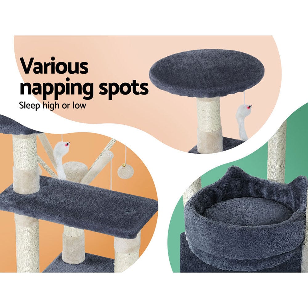 Spud Jax Petshop i.Pet Cat Tree 110cm Tower Scratching Post Scratcher Wood Condo House Bed Toys Pet Care > Cat Supplies