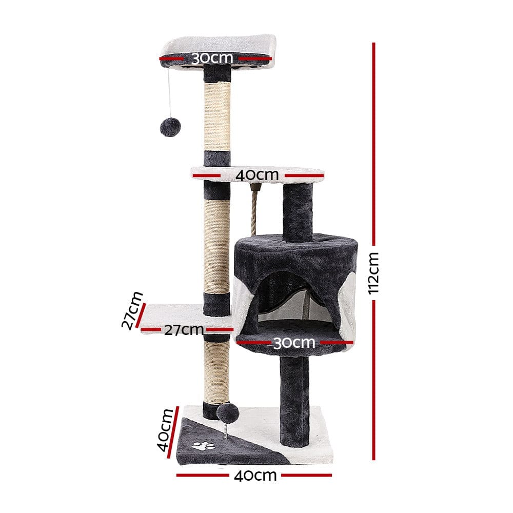 Spud Jax Petshop i.Pet Cat Tree 112cm Trees Scratching Post Scratcher Tower Condo House Furniture Wood Pet Care