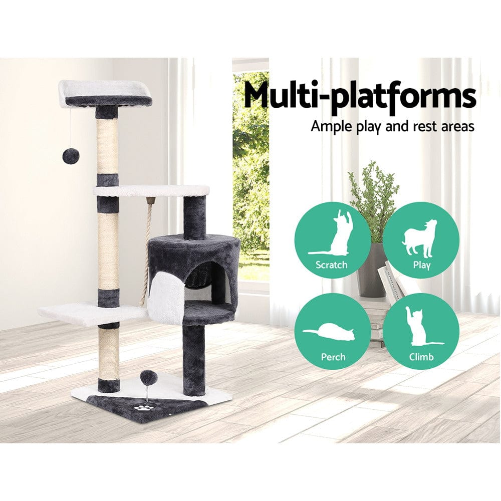 Spud Jax Petshop i.Pet Cat Tree 112cm Trees Scratching Post Scratcher Tower Condo House Furniture Wood Pet Care