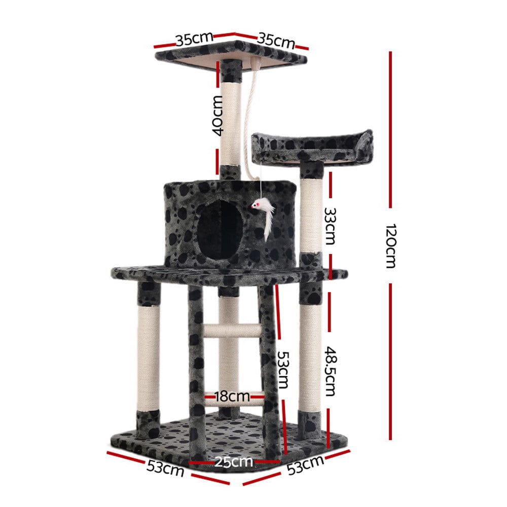 Spud Jax Petshop i.Pet Cat Tree 120cm Trees Scratching Post Scratcher Tower Condo House Furniture Wood 120cm Pet Care