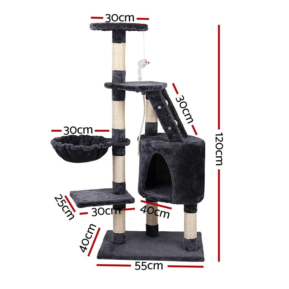 Spud Jax Petshop i.Pet Cat Tree 120cm Trees Scratching Post Scratcher Tower Condo House Furniture Wood Multi Level Pet Care