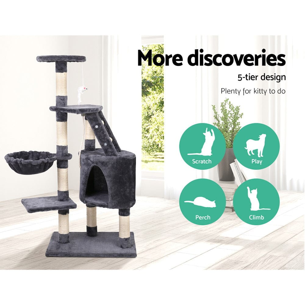 Spud Jax Petshop i.Pet Cat Tree 120cm Trees Scratching Post Scratcher Tower Condo House Furniture Wood Multi Level Pet Care