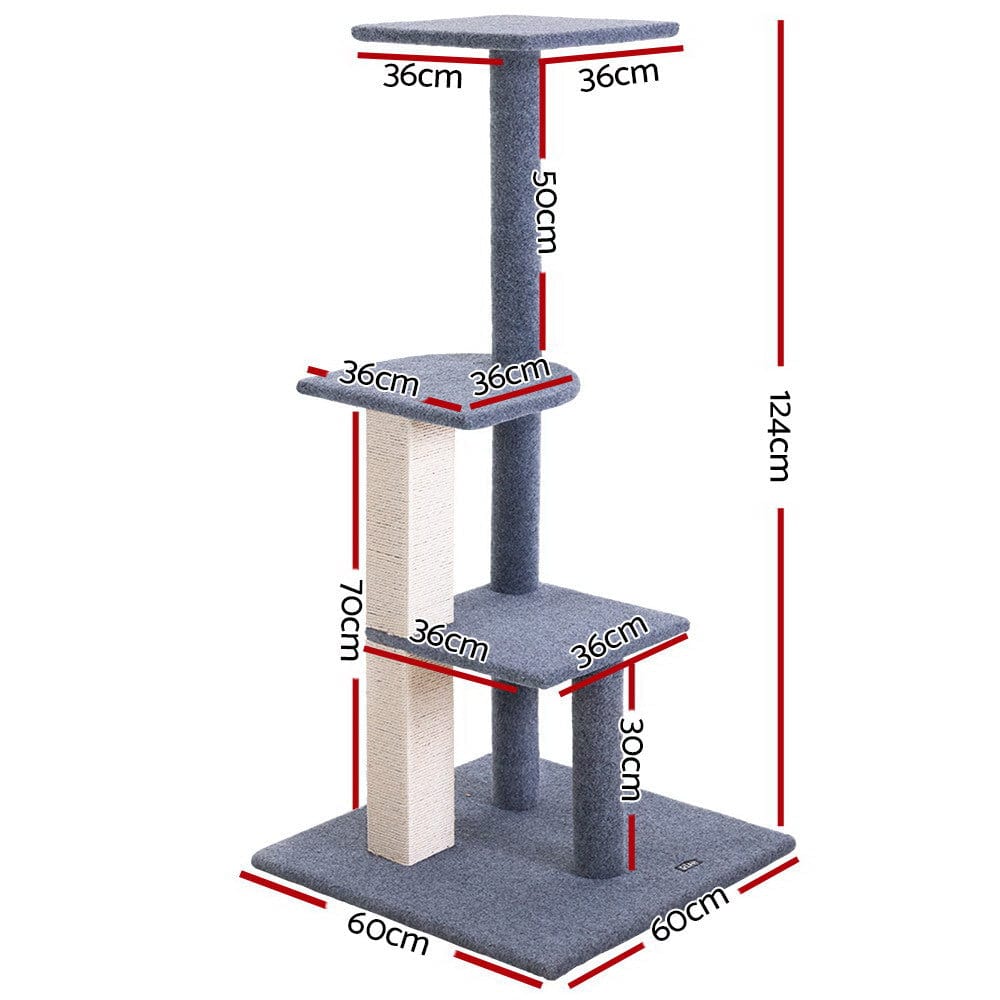 Spud Jax Petshop i.Pet Cat Tree 124cm Trees Scratching Post Scratcher Tower Condo House Furniture Wood Steps Pet Care