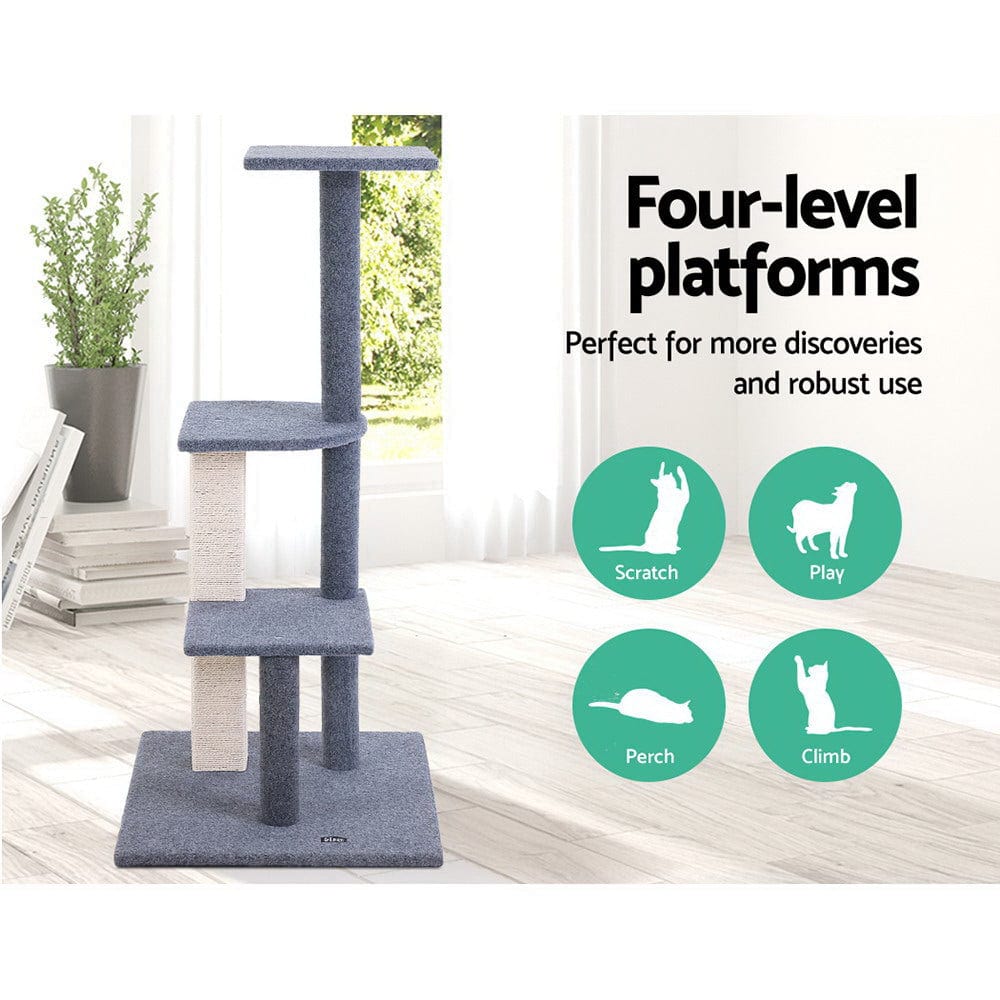 Spud Jax Petshop i.Pet Cat Tree 124cm Trees Scratching Post Scratcher Tower Condo House Furniture Wood Steps Pet Care