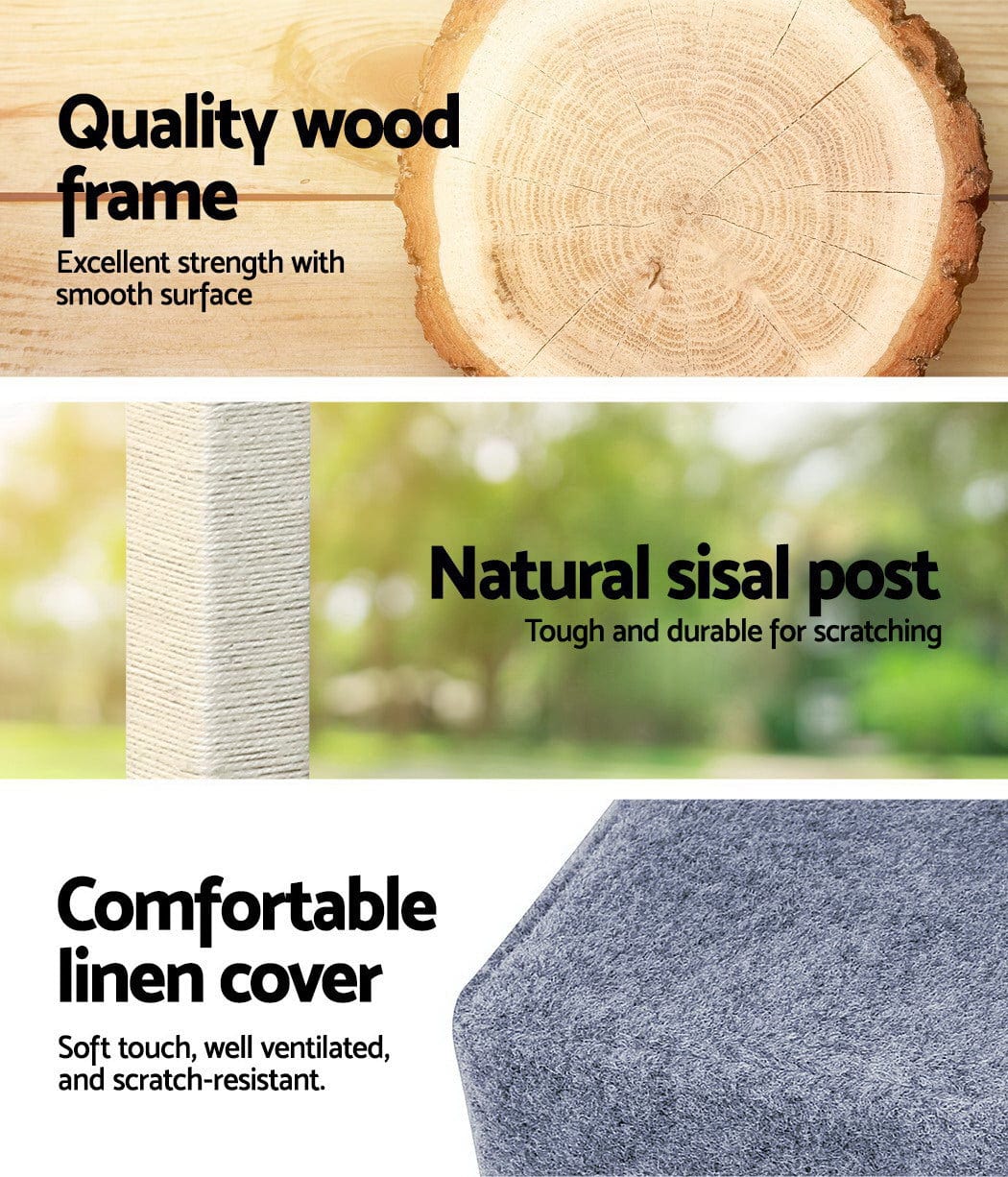 Spud Jax Petshop i.Pet Cat Tree 124cm Trees Scratching Post Scratcher Tower Condo House Furniture Wood Steps Pet Care