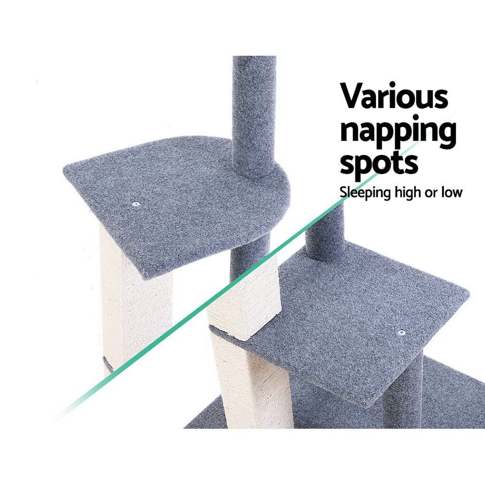 Spud Jax Petshop i.Pet Cat Tree 124cm Trees Scratching Post Scratcher Tower Condo House Furniture Wood Steps Pet Care