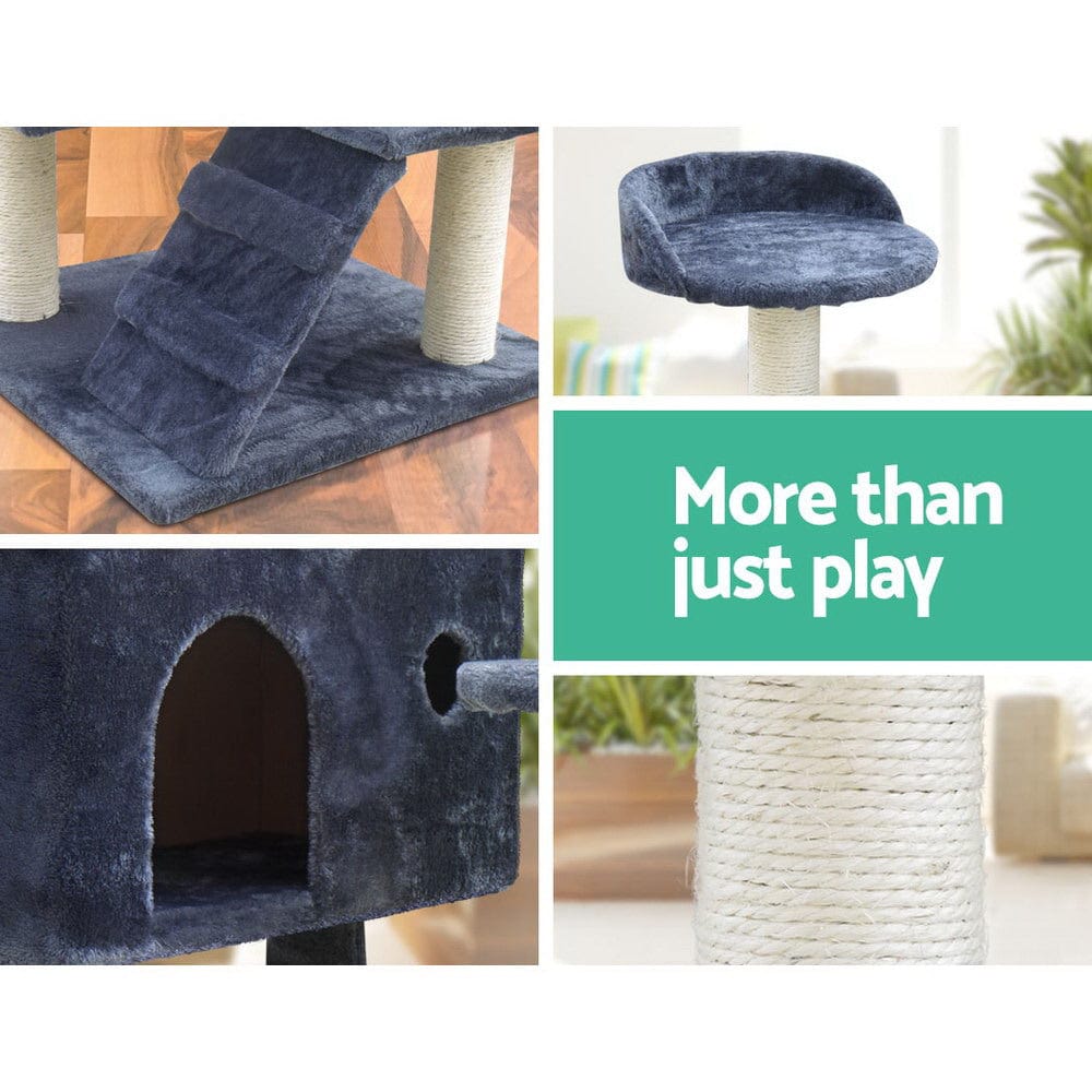 Spud Jax Petshop i.Pet Cat Tree 134cm Trees Scratching Post Scratcher Tower Condo House Furniture Wood Grey Pet Care