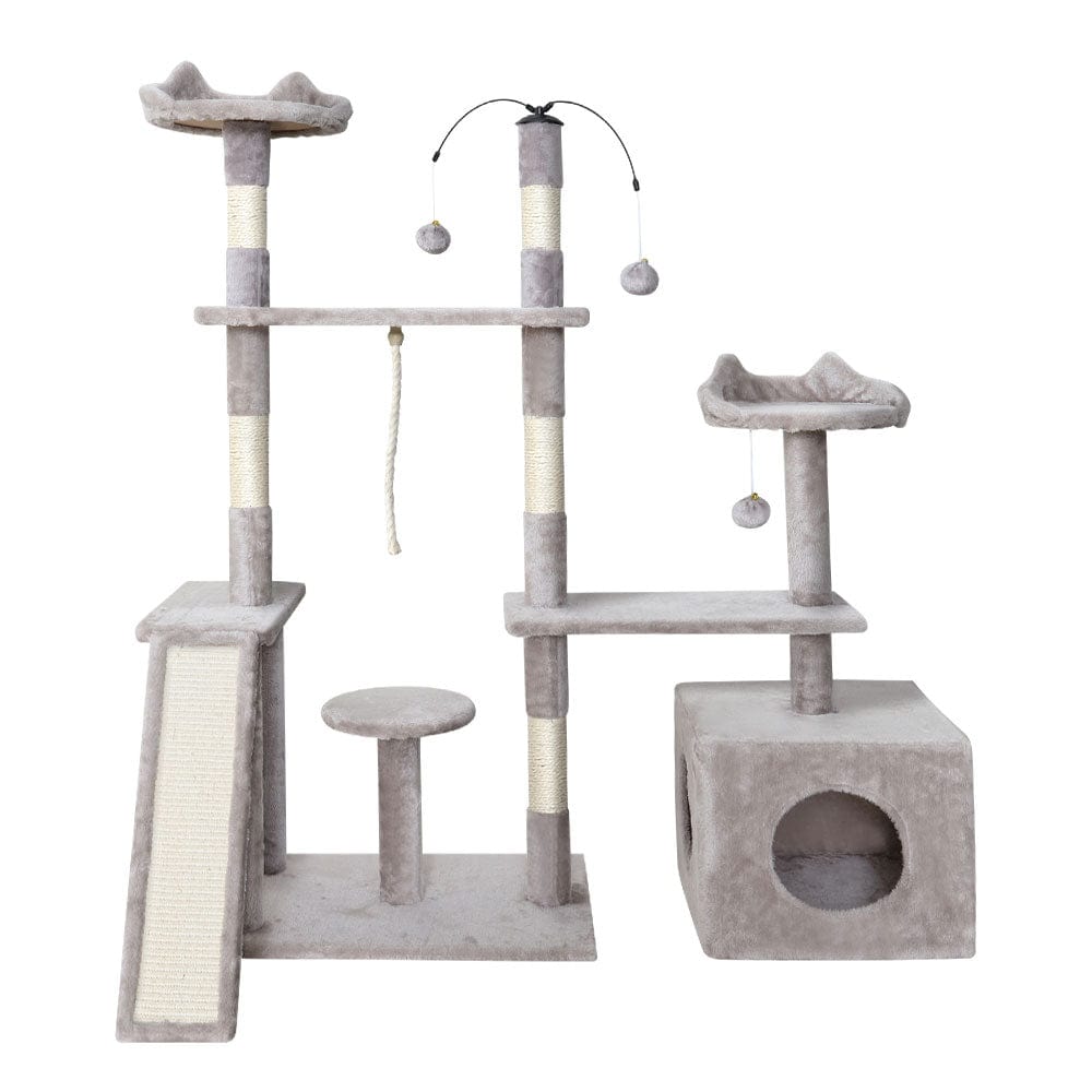 Spud Jax Petshop i.Pet Cat Tree 135cm Tower Scratching Post Scratcher Wood Condo House Toys Grey Pet Care > Cat Supplies