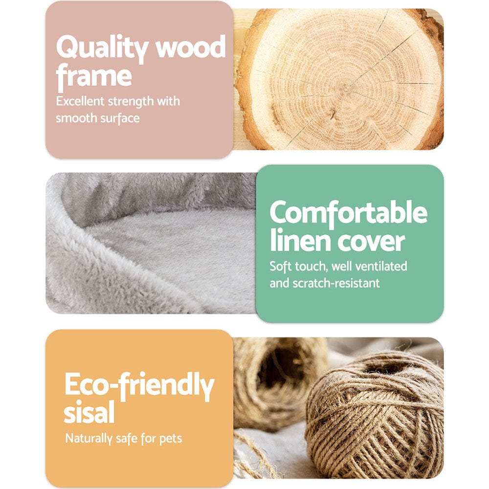 Spud Jax Petshop i.Pet Cat Tree 135cm Tower Scratching Post Scratcher Wood Condo House Toys Grey Pet Care > Cat Supplies