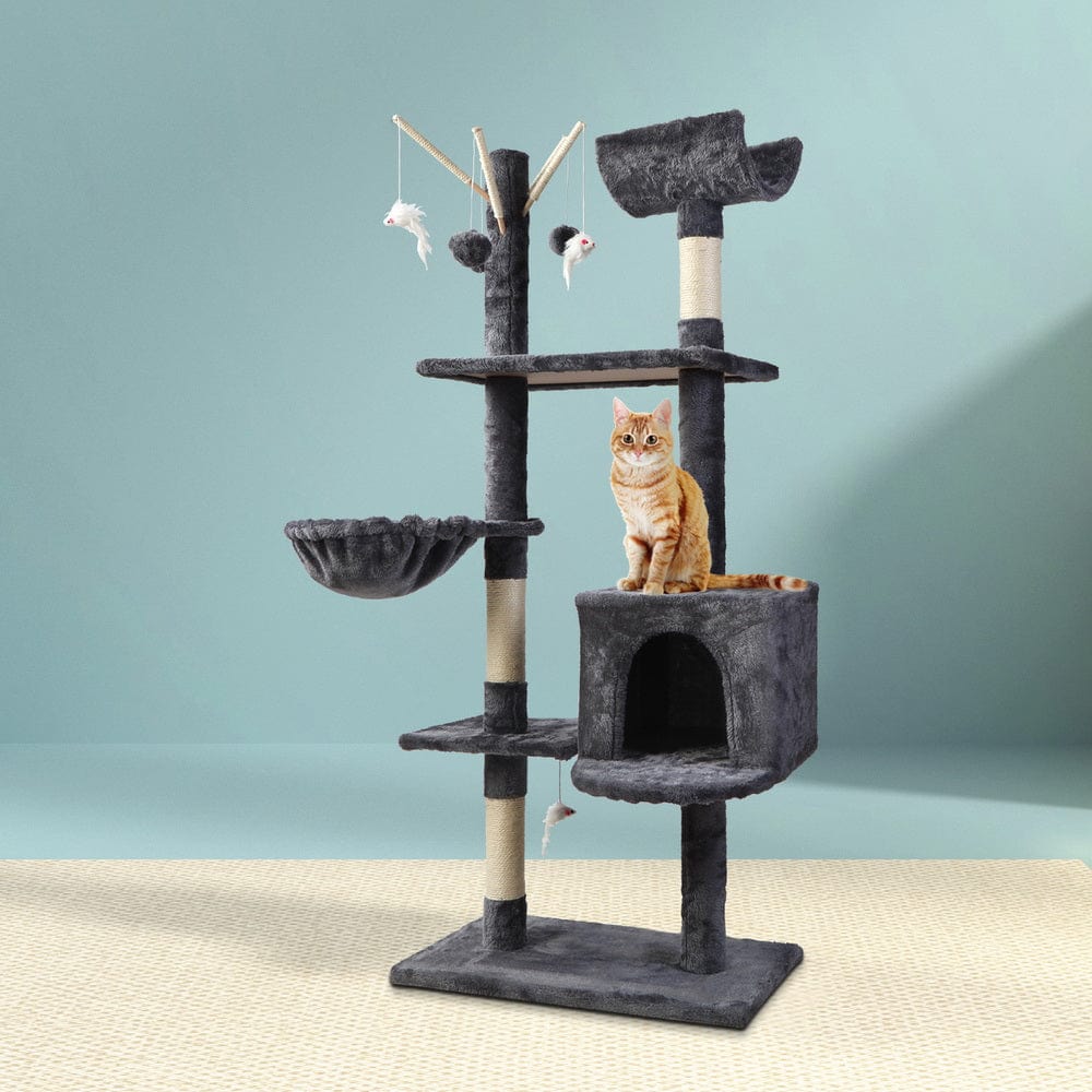 Spud Jax Petshop i.Pet Cat Tree 140cm Tower Scratching Post Scratcher Trees Toys Condo Bed Grey Pet Care > Cat Supplies > Cat Scratching Posts