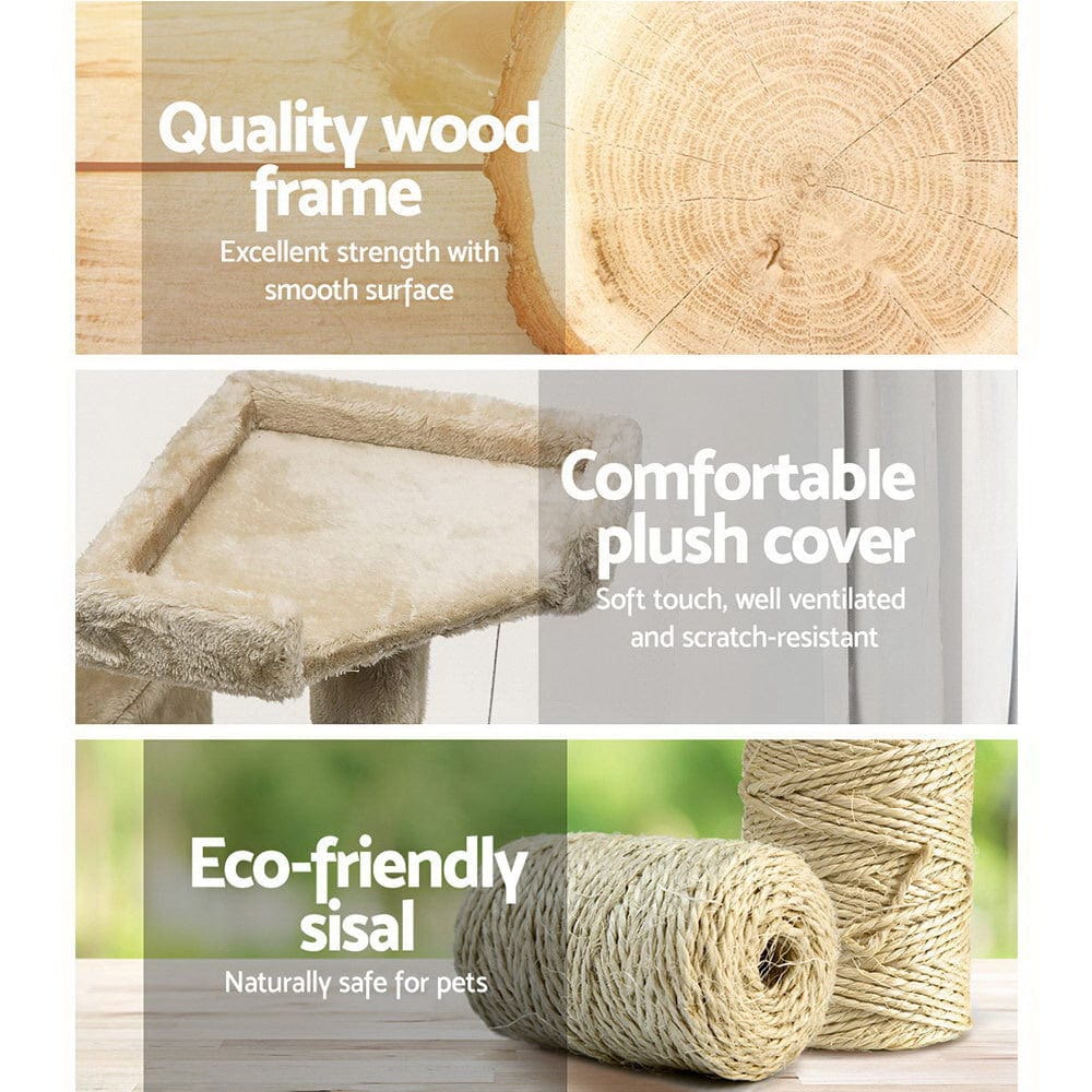 Spud Jax Petshop i.Pet Cat Tree 180cm Trees Scratching Post Scratcher Tower Condo House Furniture Wood Beige Pet Care