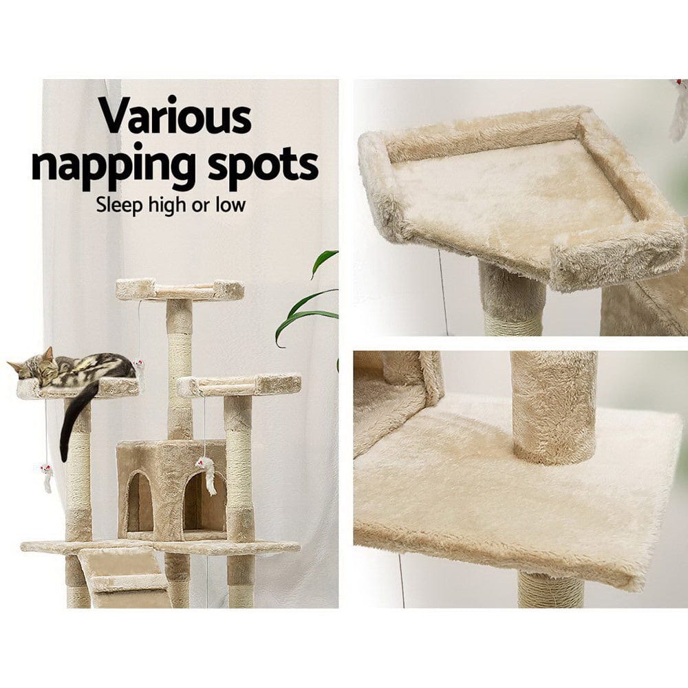 Spud Jax Petshop i.Pet Cat Tree 180cm Trees Scratching Post Scratcher Tower Condo House Furniture Wood Beige Pet Care